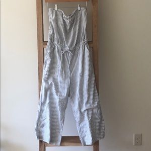 Gap blue and white stripped jumpsuit